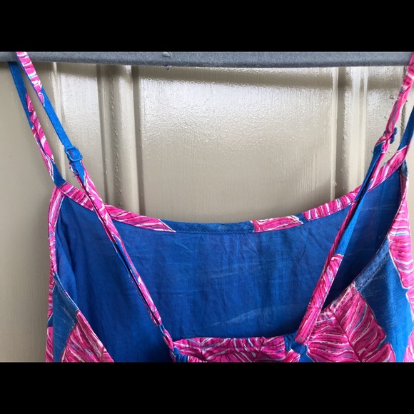 Vineyard Vines Long Maxi Spaghetti Strap Dress Pink Blue Feather Print 0 S - Picture 7 of 13